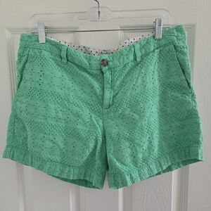 Spring Green Eyelet Shorts, Sz. 14, Preppy, Textured, Vacation, Easter, Summer